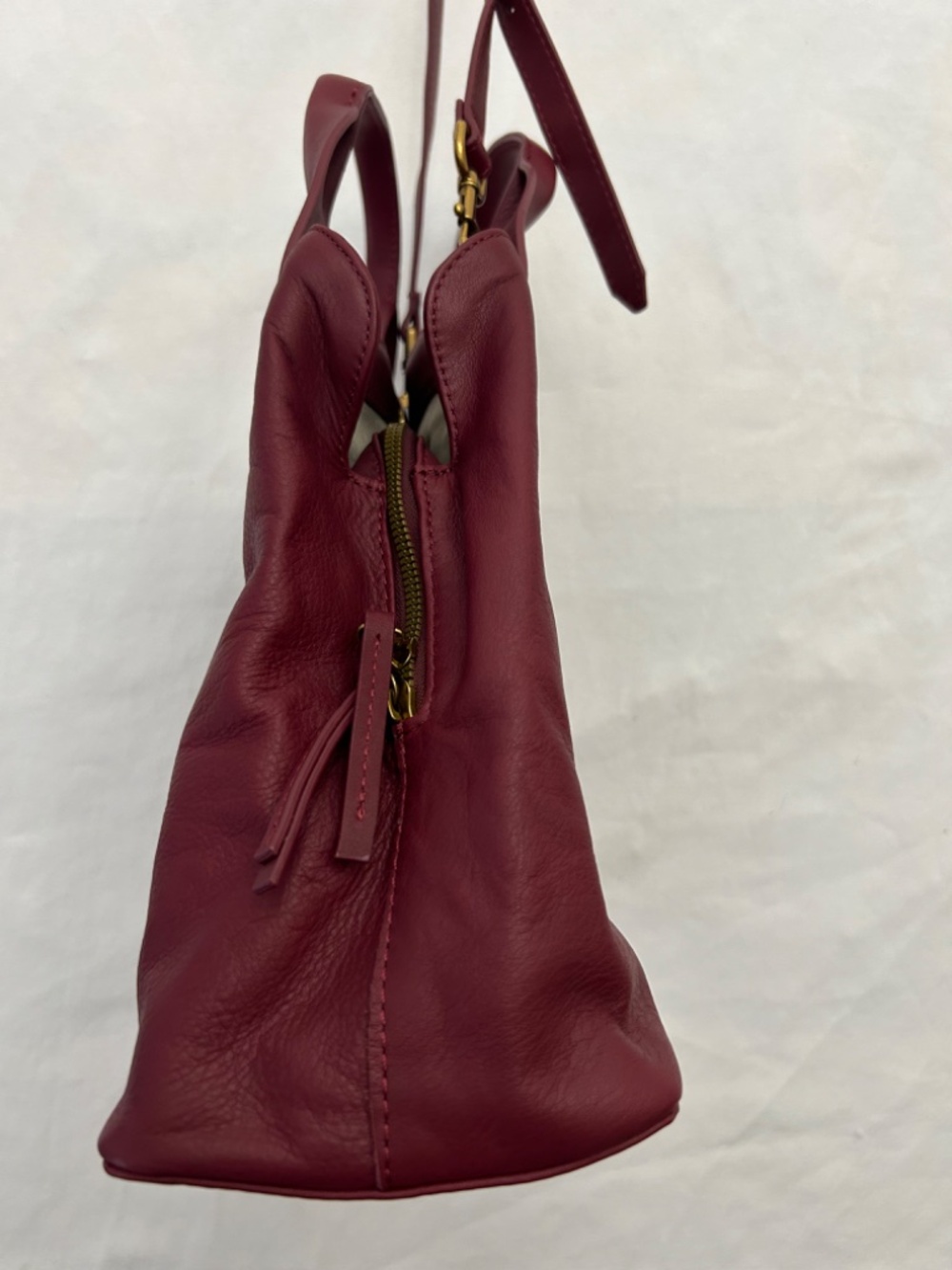 American Leather Co. Ada Triple Entry Leather Satchel Dark Cherry/Burgundy Wine - Picture 6 of 12